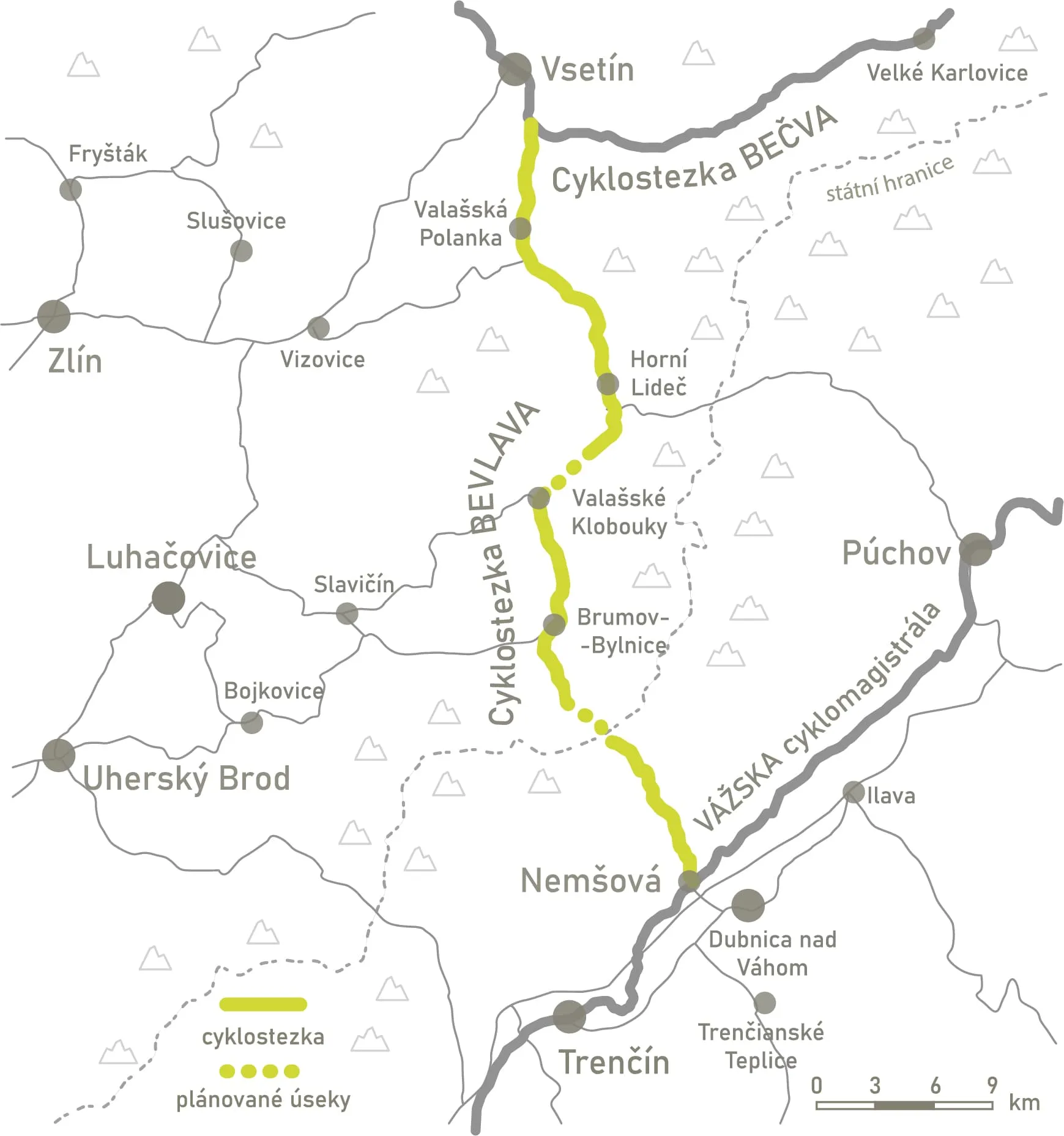 Mapa cyklostezky Bevlava